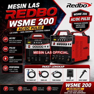 jual mesin las argon redbo wsme 200 tig ac/dc pulse 220v