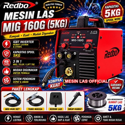 jual mesin las redbo mig 160g gasless hemat listrik mig mma 3 in 1