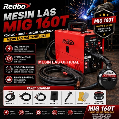 jual mesin las redbo mig 160t 3 in 1 mig mma gasless terbaru