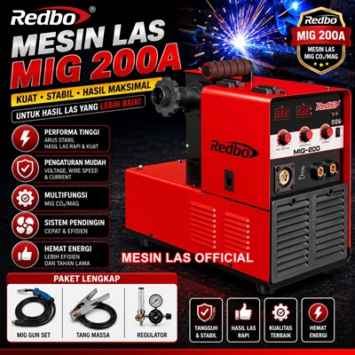 jual mesin las redbo mig 200 inverter 200a mesin las co2 terbaik