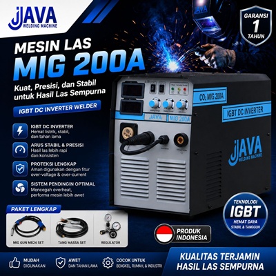 jual mesin las co2 mig 200a java welding terbaik untuk bengkel dan industri dan spesifikasi lengkap