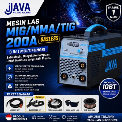 jual mesin las mig mma tig 200a gasless java welding terbaik multifungsi dan hemat listrik