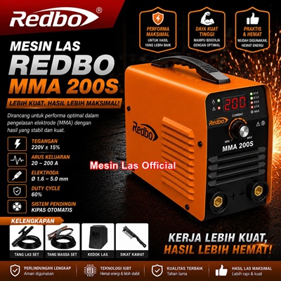 Home jual mesin las redbo mma 200s orange digital inverter 200a hemat listrik original