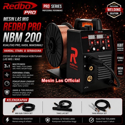 jual mesin las redbo pro nbm 200 inverter mig 200a original terbaik dan bergaransi