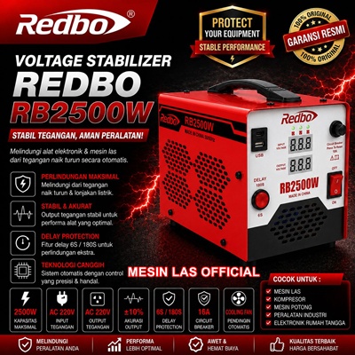 stabilizer rb 2500w redbo 2500 watt avr digital penstabil tegangan listrik